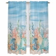 thumbnail image 1 of Summer Nautical Kitchen Curtain for Berdoom Living Room Cafe 72 Inch Length, Coastal Beach Starfish Coral Shell Blue Tiers Curtains Light Filtering Drapes Window Treatment 2 Panels 52"Wx72"L, 1 of 8