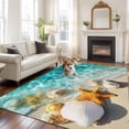 thumbnail image 1 of Summer Nautical Large Area Rugs 6x9 ft Coastal Scene Cute Starfish Ocean Shells Conch Washable Rug Non Slip Indoor Carpet Absorbent Floor Mat for Living Room Bedroom Dining Room, 1 of 9