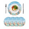 thumbnail image 1 of Summer Nautical Round 13 Inch Placemats Set of 4, Coastal Beach Starfish Coral Shell Blue HeatResistant Non Slip Place Mats for Dining Table, Wipeable Braided Kitchen Table Mats for Housewarming, 1 of 9