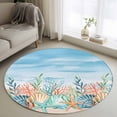 thumbnail image 1 of Summer Nautical Round Area Rug 3Ft Washable Small Circle Rugs for Kitchen Entryway, Coastal Beach Starfish Coral Shell Blue Non-Slip Carpet Floor Mats Indoor Outdoor Carpet Runner Home Decor, 1 of 8