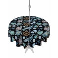 Summer Nautical Round Outdoor Tablecloth with Umbrella Hole Ocean Shark ...