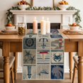 thumbnail image 1 of Summer Nautical Table Runner, Blue Anchor Rudder Crab Whale Patchwork Linen Cotton Linen Kitchen Table Decoration Washable Dining Tabletop Runners for Home Party Decor 16x72 Inches, 1 of 9