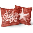 thumbnail image 1 of Summer Nautical Throw Pillow Covers 20x20 2Pcs - Orange Ocean Vintage Wood Planks Texture Sea Star Coral Cozy Soft Pillows Case for Sofa Couch Living Bed Room Farmhouse Home Decor, 1 of 1