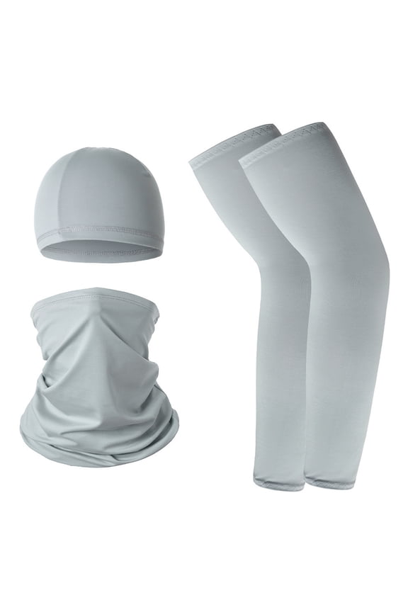 Summer Neck Gaiter Face Mask Set for Men Women UV Protection Cooling Breathable Head Scarf Face Mask Combo for Motorcycle Running Hiking Sun Protection 100% Polyester,Gray