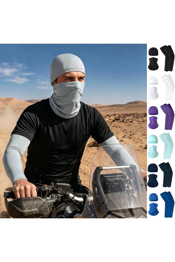Summer Neck Gaiter Face Mask Set for Men Women UV Protection Cooling Breathable Head Scarf Face Mask Combo for Motorcycle Running Hiking Sun Protection Outdoor Sports,Blue