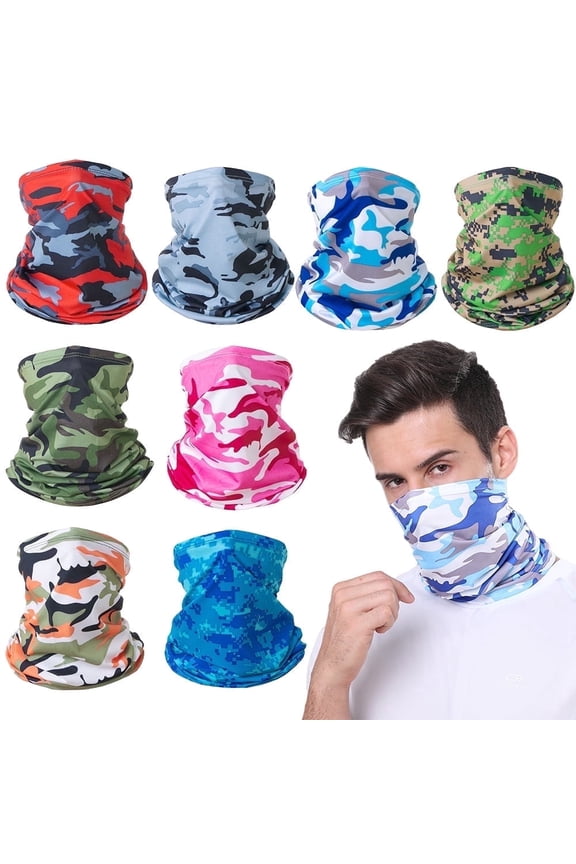 Neck Gaiter Face Masks for Men, Women, Outdoor Sports, Summer, Winter, 8 Pcs