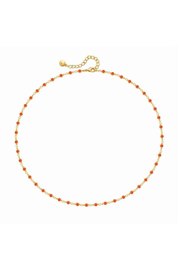 Summer Necklace Orange Rice-Shaped Beads Stringed Beads Simple Choker