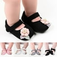 thumbnail image 1 of Summer New Baby Cute Knitted Flower Wool Shoes Non-slip Baby Walking Shoes Black qILAKOG Size 6, 1 of 8