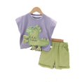 thumbnail image 1 of Summer New Boys' Cartoon Round Neck Batshirt Short Sleeve Set Baby Casual Shorts Two Piece Set, 1 of 5