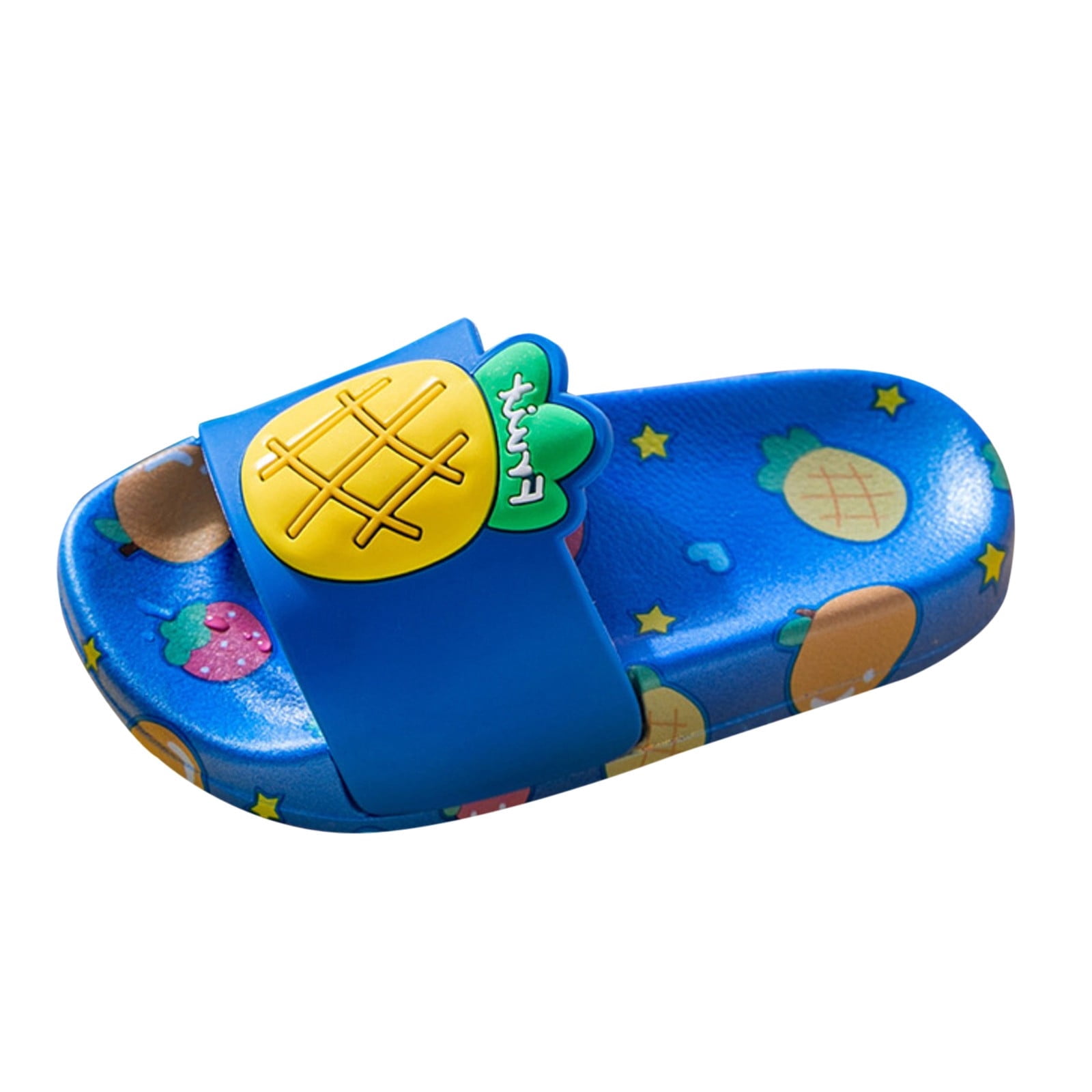 Summer New Boys' Girls' Indoor Home Cute Fruit Non Flip Flops Shoes Blue 8 Years-9 Years