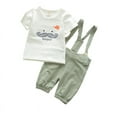 thumbnail image 1 of Summer New Boys' Short Sleeve Set Boys' Summer Beard Short Sleeve Strap Pants Two Piece Casual Set, 1 of 4