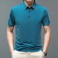 thumbnail image 1 of Summer New Fashion Men's Solid Color Short-sleeved T-shirt Ice Silk Breathable Men's Business Casual Polo Shirt, 1 of 6