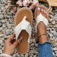 thumbnail image 1 of Summer New Flat Clip Toe Fisherman Shoes, Boho Outer Wear Sandals Slippers, Thick Bottom Solid Color Round Toe Buckle Strap Sandals, Stylish Outer Wear Woven Beach Sandals For Women, 1 of 10