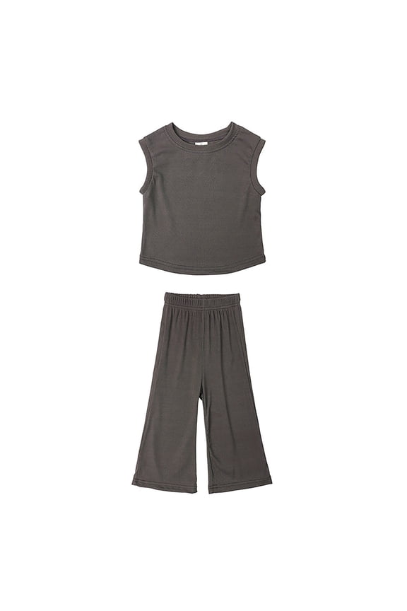 Summer New Girls Baby Ice Silk Suit Baby Girls Summer Loose Sleeveless Vest Top Trousers Two Sets