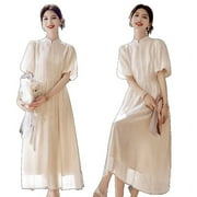 Summer New Improved Cheongsam Dress A New Chinese Style Creamy-White L Gentle Wind Fairy Classical Leisure