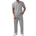 thumbnail image 1 of Summer New Men's Casual Sportswear Polo Shirt With A Lapel Men's Short-sleeved Shirt And PantsJacquard Texture Suits 2PCS Sets Men Casual Sports Suit, 1 of 3