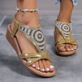 thumbnail image 1 of Summer New Plus Size Casual Women's Elastic Beach Wedge Sandals Summer Sandals for Women Gold 35, 1 of 8