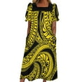 thumbnail image 1 of Summer New Pocket Design Mumu Polynesian Dress Square Collar Maxi Pacific Island Custom Dress, 1 of 2
