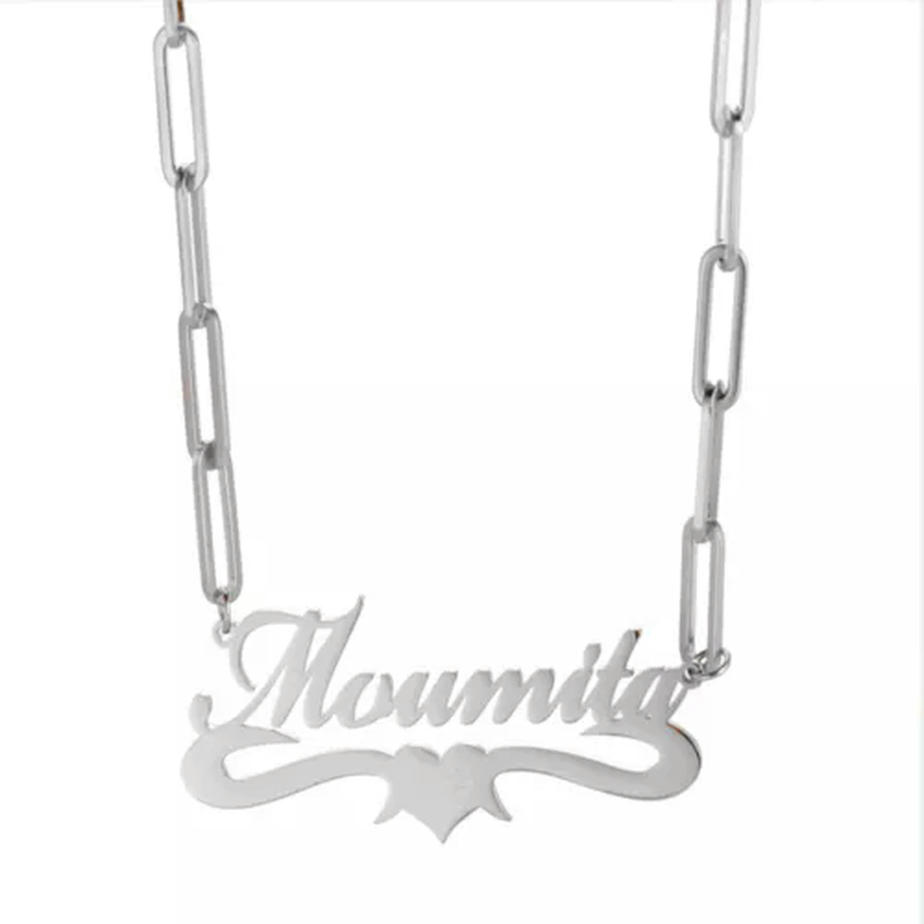 Summer New Rectangle Paper Clip Chain Custom Name Necklace Woman ...