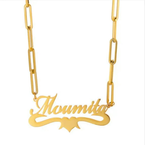 Summer New Rectangle Paper Clip Chain Custom Name Necklace Woman Jewelry