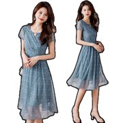 Summer New Section Of The Long Section Of The Dress Mesh Printing Yangqi Thin Picture Color Xl Gentle Wind Fairy Classical Leisure