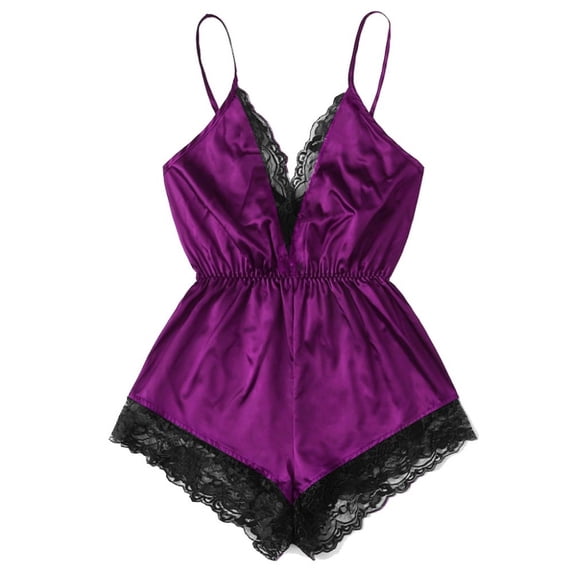 Summer New Sexy Fashion Women Lace Splice Trim Backless Bow Shorts V-Neck Bodysuit Women Sleep Wear Set