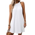 thumbnail image 1 of Summer New Solid Color Round Neck Halter Neck Loose Sleeveless Dress White XL, 1 of 7
