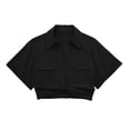 thumbnail image 1 of Summer New Stretch Linen Blended Multicolor Short Shirt Women-Black-S, 1 of 6