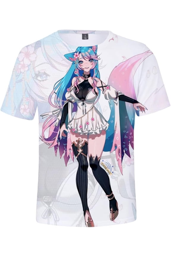 Summer New Style Silvervale Merch Leisure and Fashion 3D Short Sleeve T-Shirt Cute Virtual Anchor Clothes