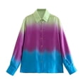 thumbnail image 1 of Summer New Tie Dye Printed Silk Satin Textured Satin Shirt for Women - Picture Color 2-S, 1 of 5