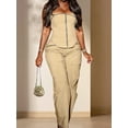 thumbnail image 1 of Women’s Beige Boho Two‑Piece Set – Corset Top & High‑Waisted Wide‑Leg Pants for Vacation & Streetwear, 1 of 5