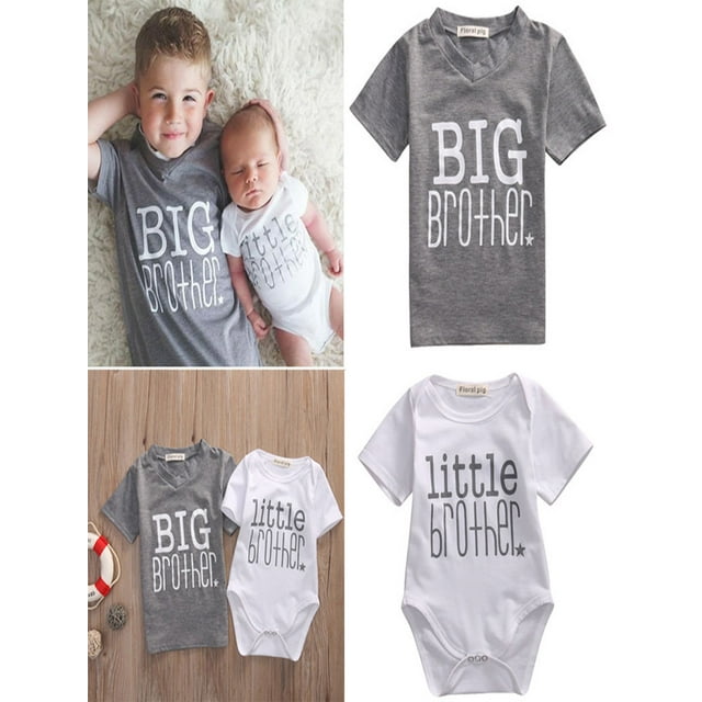 Summer Newborn Baby Boys Little Brother Romper Bodysuit Big Brother T