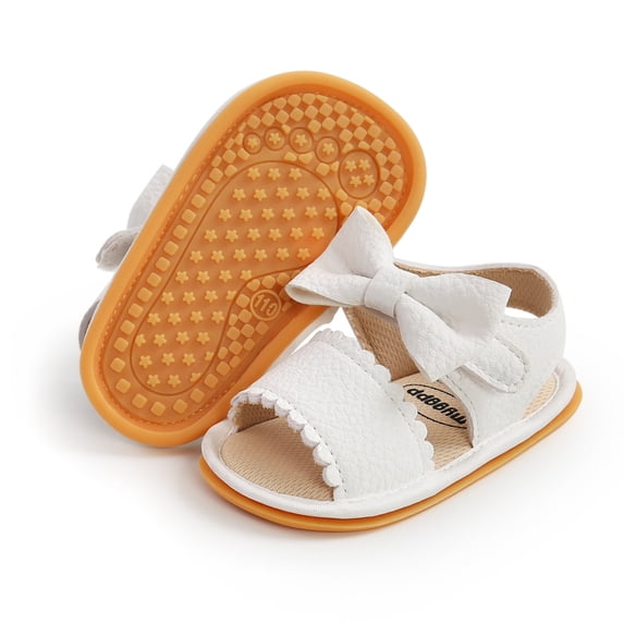 Summer Newborn Baby Girls PU Leather Bowknot Soft Sole Pram Shoes Sandals Newborn Sneaker 0-18M