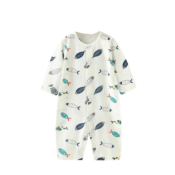 Summer Newborn Onesies Long Sleeve Baby Bodysuits Unisex Button Down Casual Cotton Cute Jumpsuit Romper Air-Condition, White, 0 Months