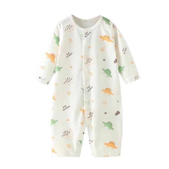 Summer Newborn Onesies Long Sleeve Baby Bodysuits Unisex Button Down Casual Cotton Cute Jumpsuit Romper Air-Condition, White, 9 Months