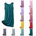 thumbnail image 1 of Summer Nightgowns for Women Plus Size Crew Neck Chemise Sleepwear Sleeveless Soft Nightwear Loose Comfy Nightshirts (XXXXL,Dark Green), 1 of 4