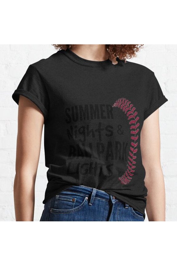 Summer Nights And Ballpark Lights Baseball Svg Baseball Shirt Baseball Mom Svg Ba Classic T-shirt