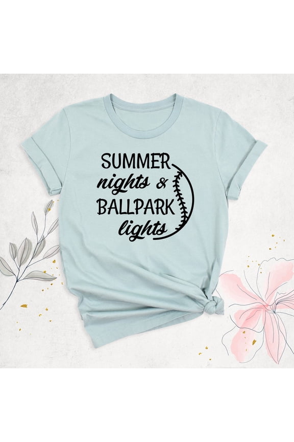 Summer Nights Ballpark Lights Shirt, Baseball Shirt, Summer Shirt, Baseball Mom Shirt, Baseball Game Day Shirt, Softball Shirt,Baseball Gift Tshirt All Size S-5XL