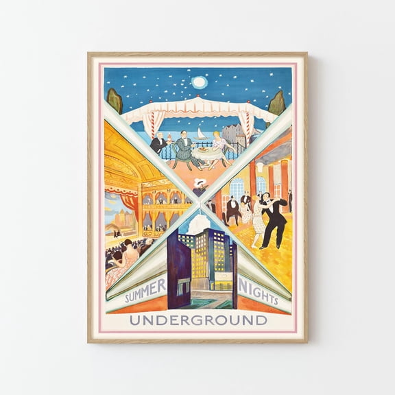 Summer Nights Vintage Travel Poster Print | London Tourism Retro Advertisement
