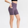thumbnail image 1 of Summer Nylon,Spandex Short Compression Gym Spandex Yoga Shorts for Women Purple Activewear Women's Solid Color Double Elastic Tight Fitness Training M, 1 of 8