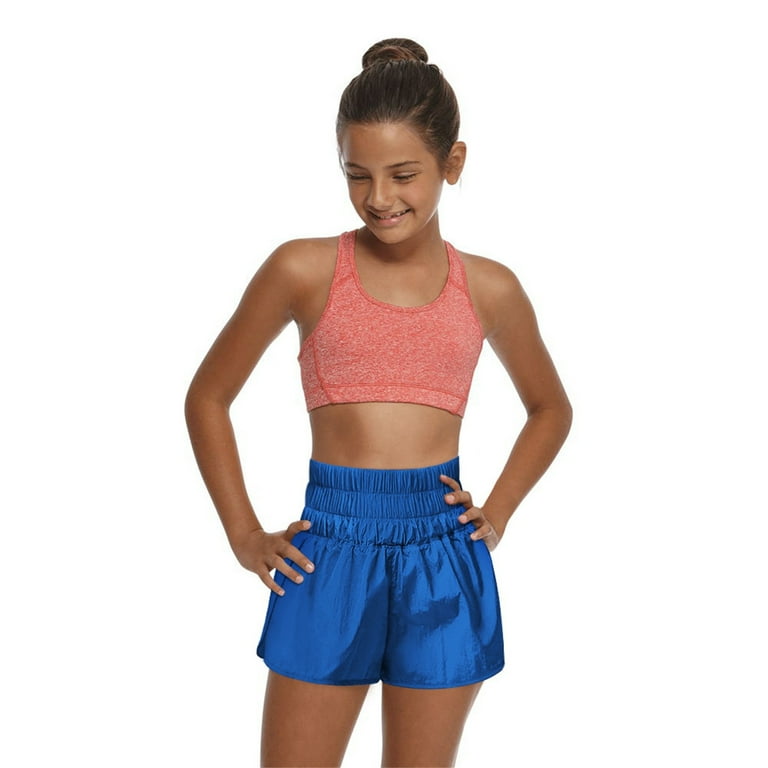 Summer Nylon Spandex Shorts Short Workout Athletic Spandex for Girls Blue Activewear School Youth Soccer Basketball Kids Gym Clothes Apparel Sports Suit L Walmart