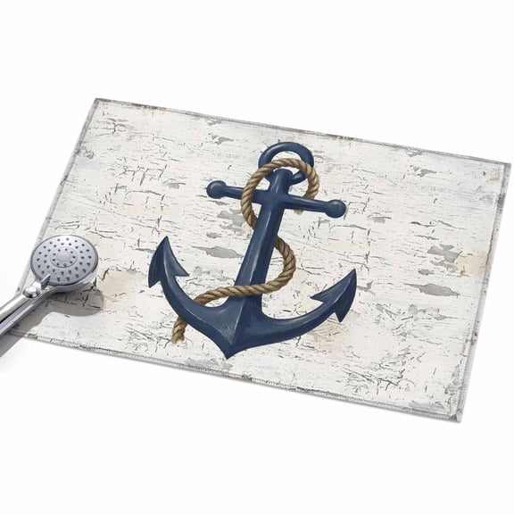 Summer Ocean Anchor Washable Area Rug 2 x 3 ft Vintage Nautical Coastal Sea Blue Anchor, Soft Non Slip Rugs Stain Repellent Indoor Felt Carpet for Living Dining Room Bedroom Home Office
