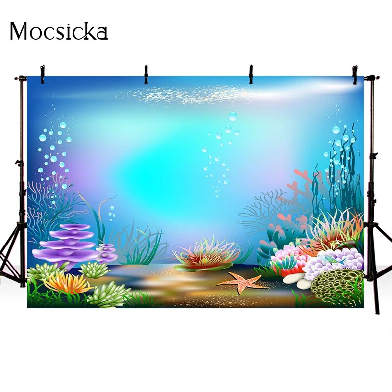 Summer Ocean Backdrop Beach Sea Palm Tree Party Decoration Children ...