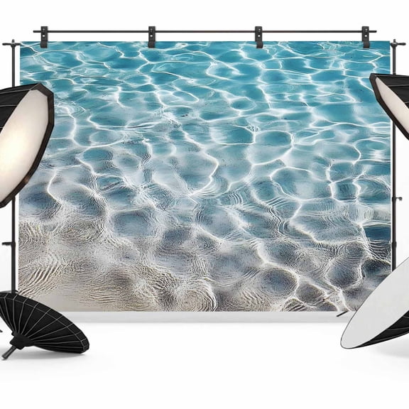 Summer Ocean Backdrop for Photoshoot,Photography Photo Studio Background Wall Backdrop,Blue Water Ripple Farmhouse Texture Back Drop Banner Panel for Portraits Wedding Live Streaming Decor 8x6Ft