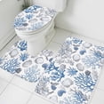 thumbnail image 1 of Summer Ocean Bathroom Rugs Set Blue Grey Coral Shell Marine Life Coastal Non Slip Absorbent Soft Bath Mats 3 Piece Set with Bathroom Rug, U-Shaped Floor Mat, Toilet Seat Cover Small Size, 1 of 9