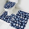 thumbnail image 1 of Summer Ocean Bathroom Rugs Set Modern Blue Shell Conch Nautilus Non Slip Absorbent Soft Bath Mats 3 Piece Set with Bathroom Rug, U-Shaped Floor Mat, Toilet Seat Cover Small Size, 1 of 9