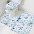 thumbnail image 1 of Summer Ocean Bathroom Rugs Set Starfish Jellyfish Non Slip Absorbent Soft Bath Mats 3 Piece Set with Bathroom Rug, U-Shaped Floor Mat, Toilet Seat Cover Large Size, 1 of 9