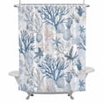 thumbnail image 1 of Summer Ocean Bathroom Shower Curtain, Blue Coral Seashell Starfish Nautical Coastal Waterproof Washable Soft Bath Curtain for Bathtub Decor with 12 Hooks&Grommet, 36x72 Inch, 1 of 9