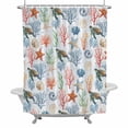 thumbnail image 1 of Summer Ocean Bathroom Shower Curtain, Blue Nautical Sea Turtles Shells Corals Starfish Waterproof Washable Soft Bath Curtain for Bathtub Decor with 12 Hooks&Grommet, 36x72 Inch, 1 of 9