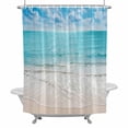thumbnail image 1 of Summer Ocean Bathroom Shower Curtain, Modern Blue Beach Waves Blue Sky Waterproof Washable Soft Bath Curtain for Bathtub Decor with 12 Hooks&Grommet, 36x72 Inch, 1 of 9